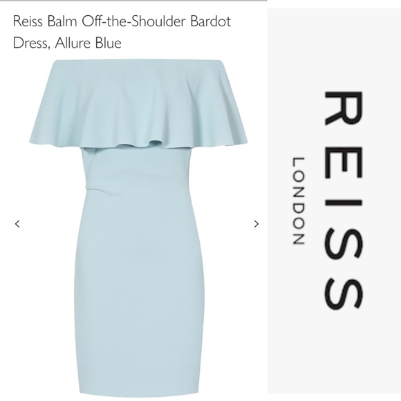Reiss balm off the shoulder bardot dress allure blue xs 0 - Picture 4 of 16